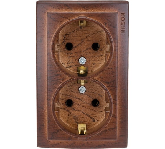 Изображение товара Розетка NILSON 2ОП з/к орех Themis wood 26271025