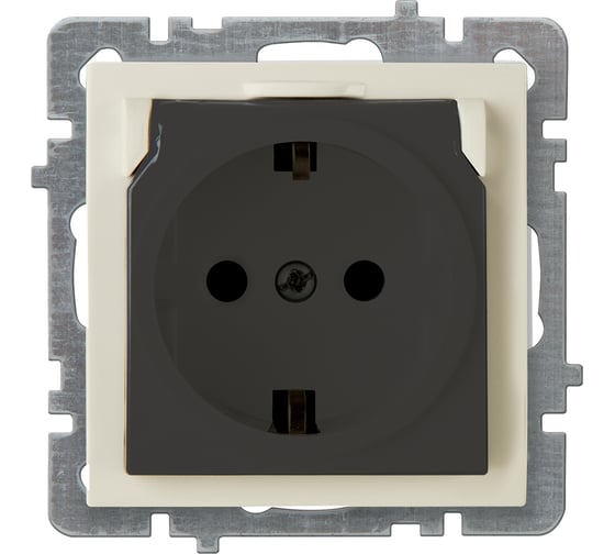 Изображение товара Розетка Nilson 1-местн. СУ с заз. конт. с крышкой, TOURAN-ALEGRA-THOR, кремовый 24120418