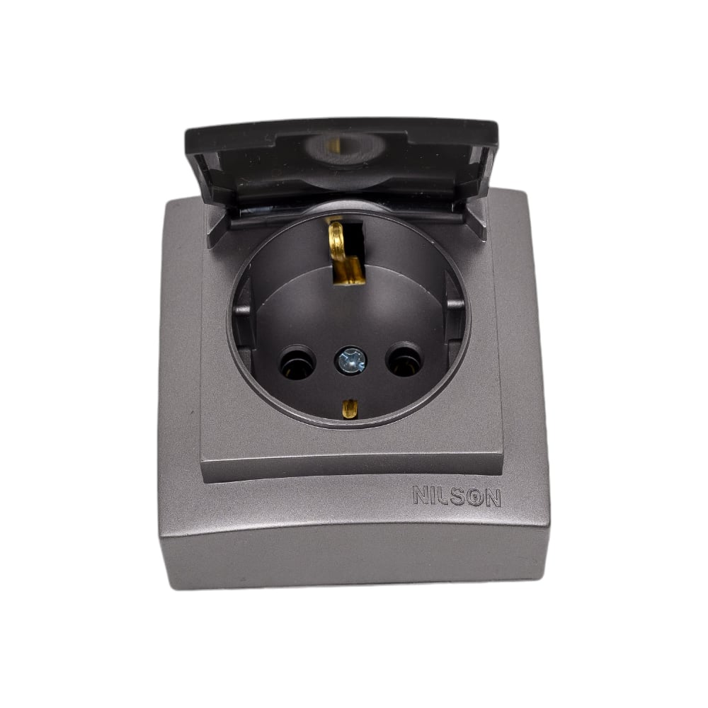 Изображение товара Розетка NILSON 1ОП з/к крышка антрацит Themis metallic 26161018