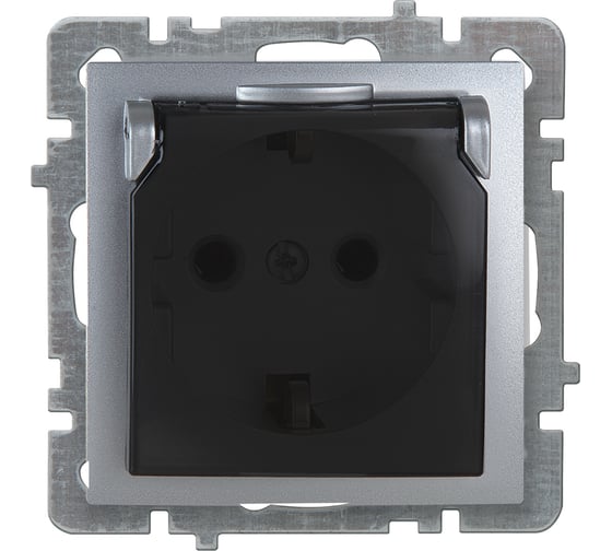 Изображение товара Механизм розетки NILSON 1СП з/к серебро с крышкой Touran/Alegra metallic 24130418