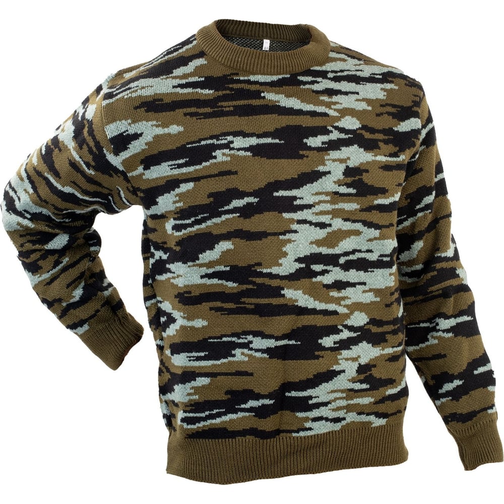 Изображение товара Вязаный мужской свитер в камуфляжном стиле Размер 48 М зеленый