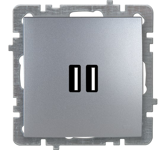 Изображение товара Механизм розетки NILSON USB 1СП серебро Touran/Alegra metallic 24130481