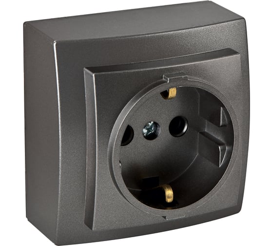 Изображение товара Розетка NILSON 1ОП з/к антрацит Themis metallic 26161017