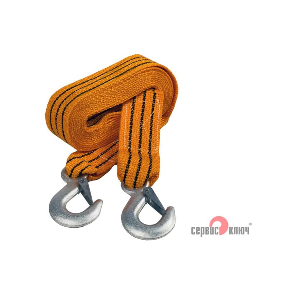 Изображение товара Ленточный буксировочный трос СЕРВИС КЛЮЧ 5т 4.5м с крюками