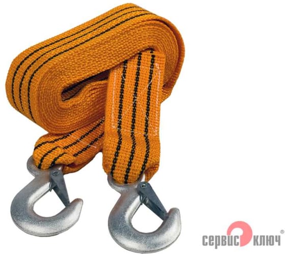 Изображение товара Ленточный трос СЕРВИС КЛЮЧ 5т. в пакете 2 крюка 73705