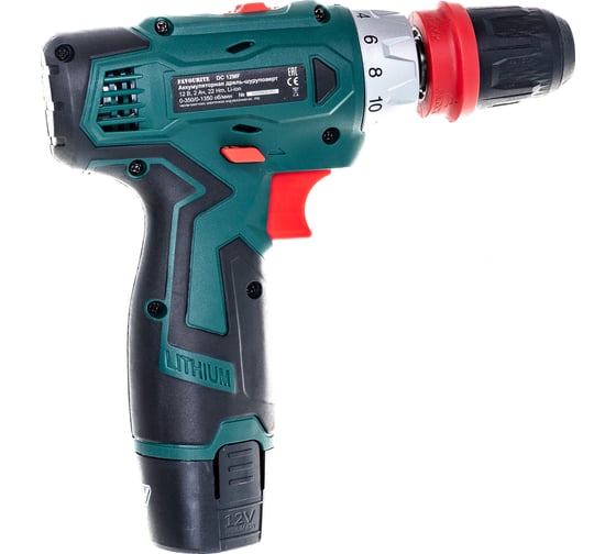 Изображение товара Акк. дрель-шуруповёрт FAVOURITE 12В, 2Ач, 22Нм Li-ion съём.патрон DC 12MF 101121312