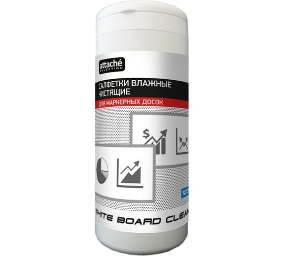 Изображение товара Чистящие салфетки Attache Selection White Board Clean влажные, 100шт 134429