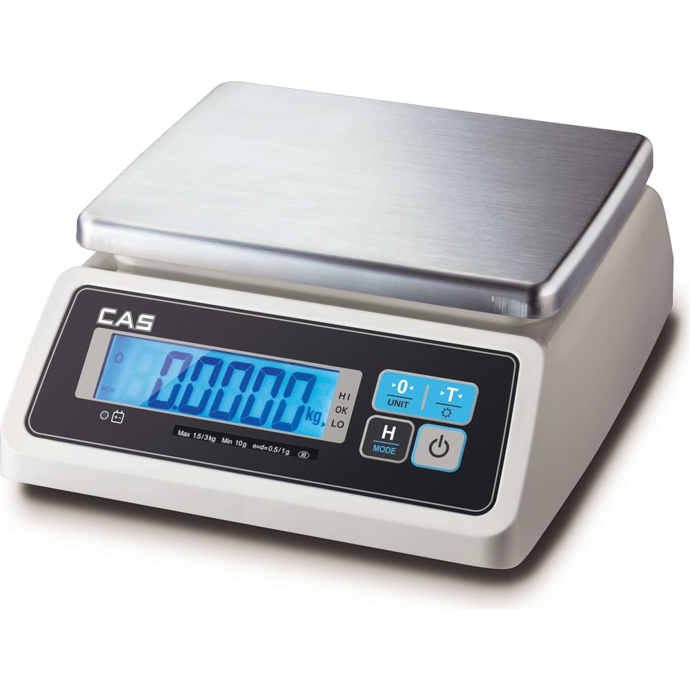 Изображение товара Профессиональные электронные весы CAS SWN-15CW для фасовки пылевлагозащищенные