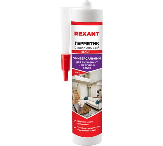 Изображение товара Герметик силиконовый универсальный REXANT 280 мл белый 89-0923