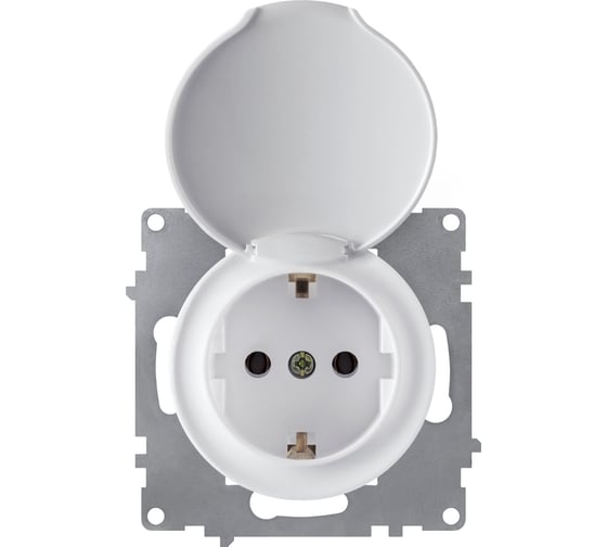 Изображение товара Розетка OneKeyElectro с заземлением, с крышкой, винтовые контакты, цвет белый 1E10501300 2172768