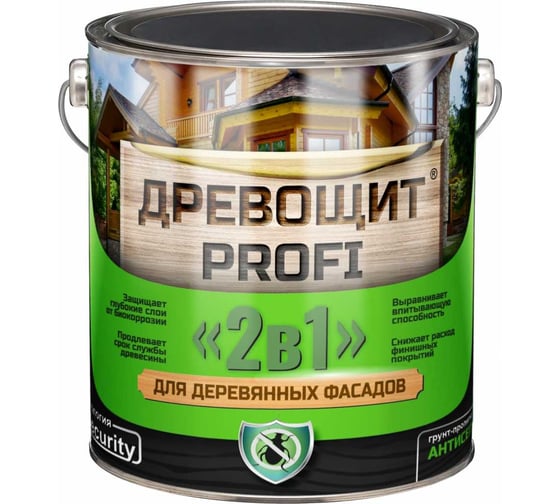 Изображение товара Грунт-пропитка с защитой от плесени и грибка Красковия Древощит PROFI "2в1" бесцветный 2,5 кг ER-00004660