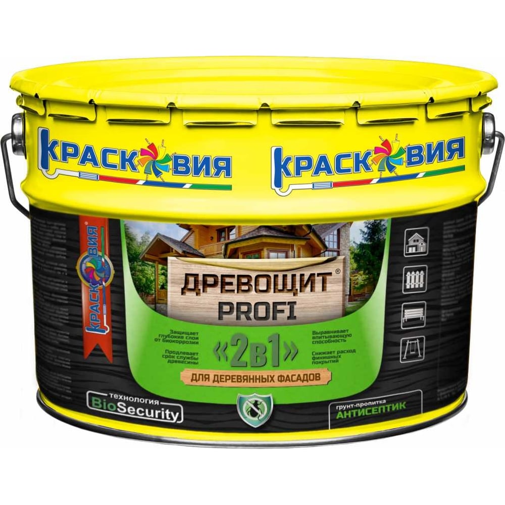 Изображение товара Грунт-пропитка с защитой от плесени и грибка Красковия Древощит PROFI "2в1" бесцветный 8 кг ER-00004668