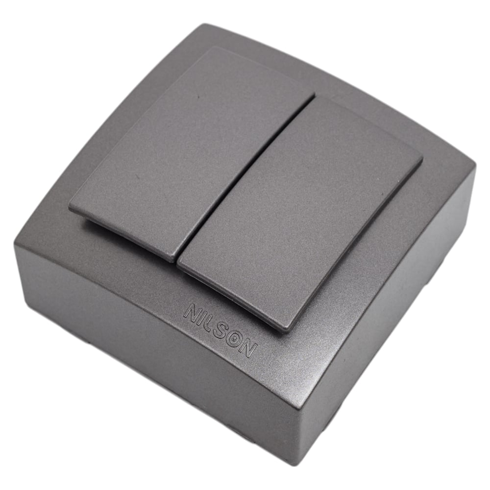 Изображение товара Выключатель NILSON Themis metallic 2 клавиши 10А, антрацит