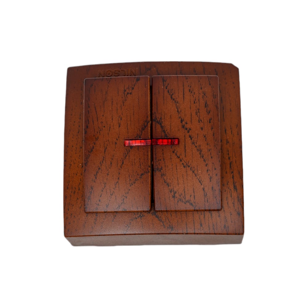 Изображение товара Выключатель NILSON 2ОП с подсветкой орех Themis wood 26271004