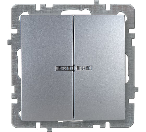 Изображение товара Механизм выключателя NILSON 2СП с подсветкой серебро Touran/Alegra metallic 24130404
