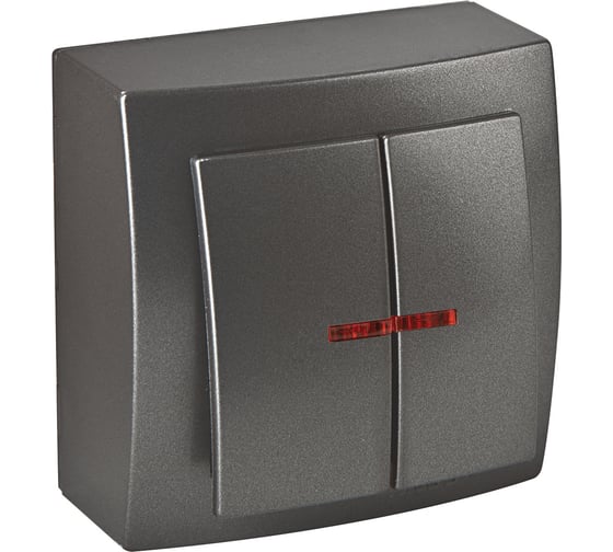 Изображение товара Выключатель NILSON 2ОП с подсветкой антрацит Themis metallic 26161004