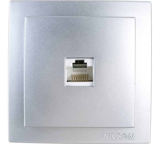 Изображение товара Розетка NILSON 1ОП комп серебро Themis metallic 26131044