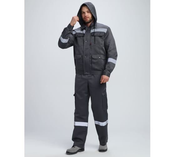Изображение товара Костюм с полукомбинезоном, куртка с капюшоном Факел Нейч-2 СОП К. (ткань смесовая, 210) т.серый/св.серый 60-62; 170-176 87490710.018