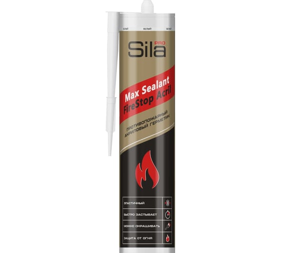 Изображение товара Противопожарный акриловый герметик Sila PRO Max FireStop Acril 280 мл SFS280