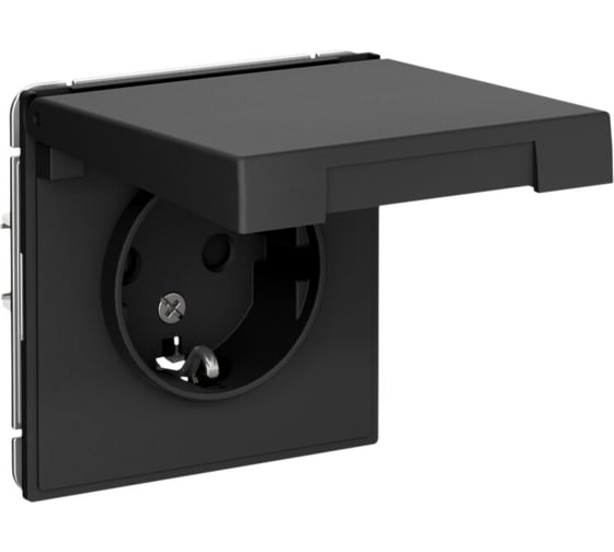 Изображение товара Розетка с заземлением со шторкой Systeme Electric ArtGallery Aqua, 16 А, IP44, механизм, Карбон, арт. GAL441046