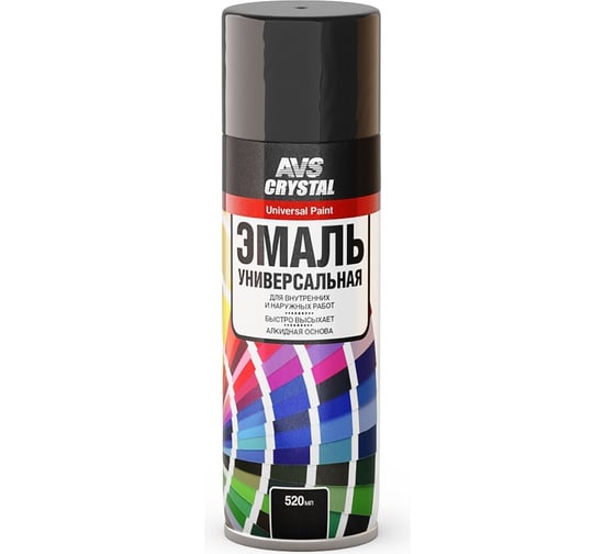 Изображение товара Эмаль универсальная алкидная Прохим "черный глянцевый" 520 мл (аэрозоль) AVS AVK-500 A07122S