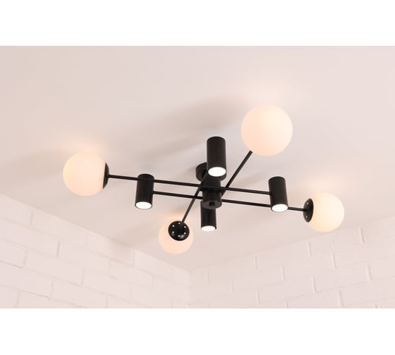 Изображение товара Потолочная люстра Schaffner Ollega 9140-4+4, цвет черный. Освещение до 20 кв.м, мощность 160 Вт Ollega 9140-4+4 BK