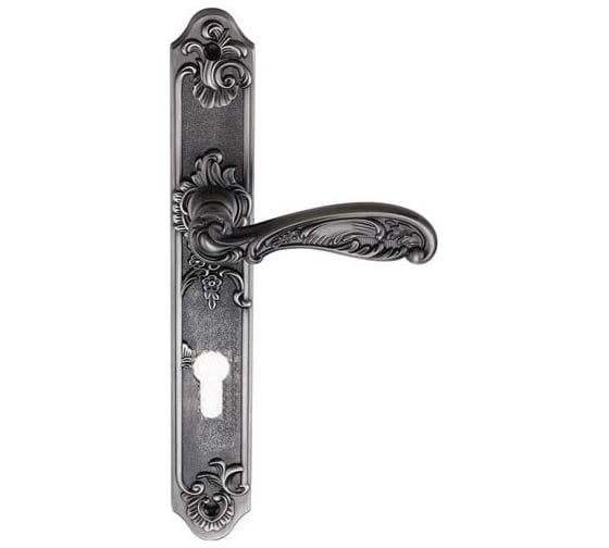 Изображение товара Дверная ручка на длинной накладке GENESIS FLOR BL. SILVER CL 940000000406