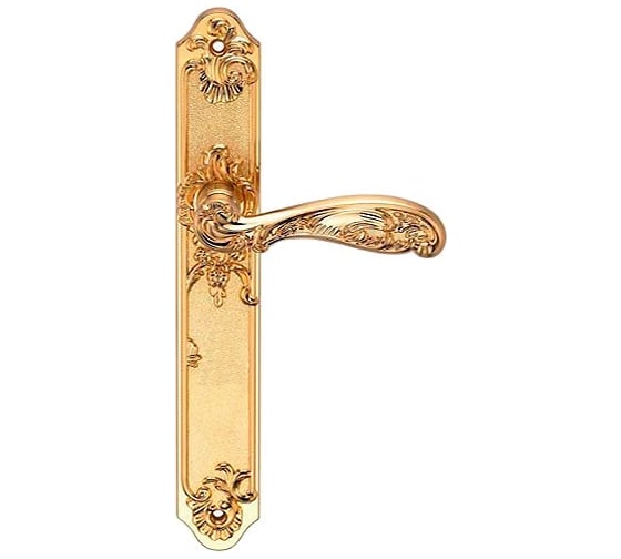 Изображение товара Дверная ручка на длинной накладке GENESIS FLOR S. GOLD PS 940000000404
