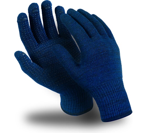 Изображение товара Перчатки Manipula Specialist ЭТАЛОН ПВХ (MG-116), хлопок/полиэфир, SlipGrip, оверлок, цвет синий (10), Пер 109/10