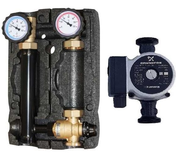 Изображение товара Насосная группа Hoobs DN25, с термосмесителем, с насосом UPSO25-65 20-45С HB-21355N-F3-G60