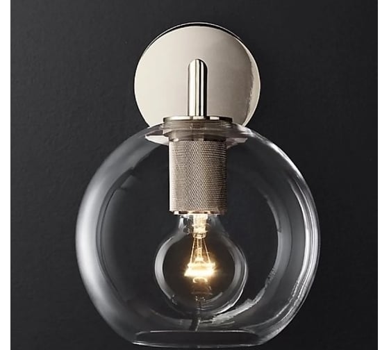 Изображение товара Бра IMPERIUMLOFT RH Utilitaire Globe Shade Single Sconce Silver 123277-22