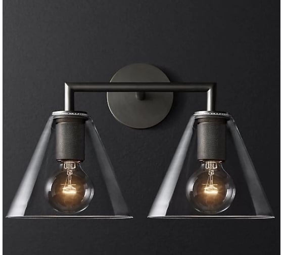 Изображение товара Бра IMPERIUMLOFT RH Utilitaire Funnel Shade Double Sconce Black 123266-22