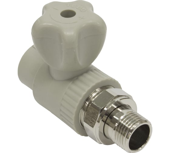 Изображение товара Кран шаровой для радиаторов TEBO PPR, 20x1/2 НР, прямой, серый 031060201