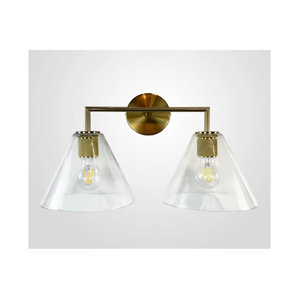 Изображение товара Бра IMPERIUMLOFT RH Utilitaire Funnel Shade Double Sconce Brass 123267-22