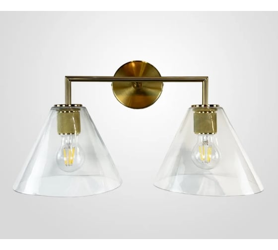 Изображение товара Бра IMPERIUMLOFT RH Utilitaire Funnel Shade Double Sconce Brass 123267-22