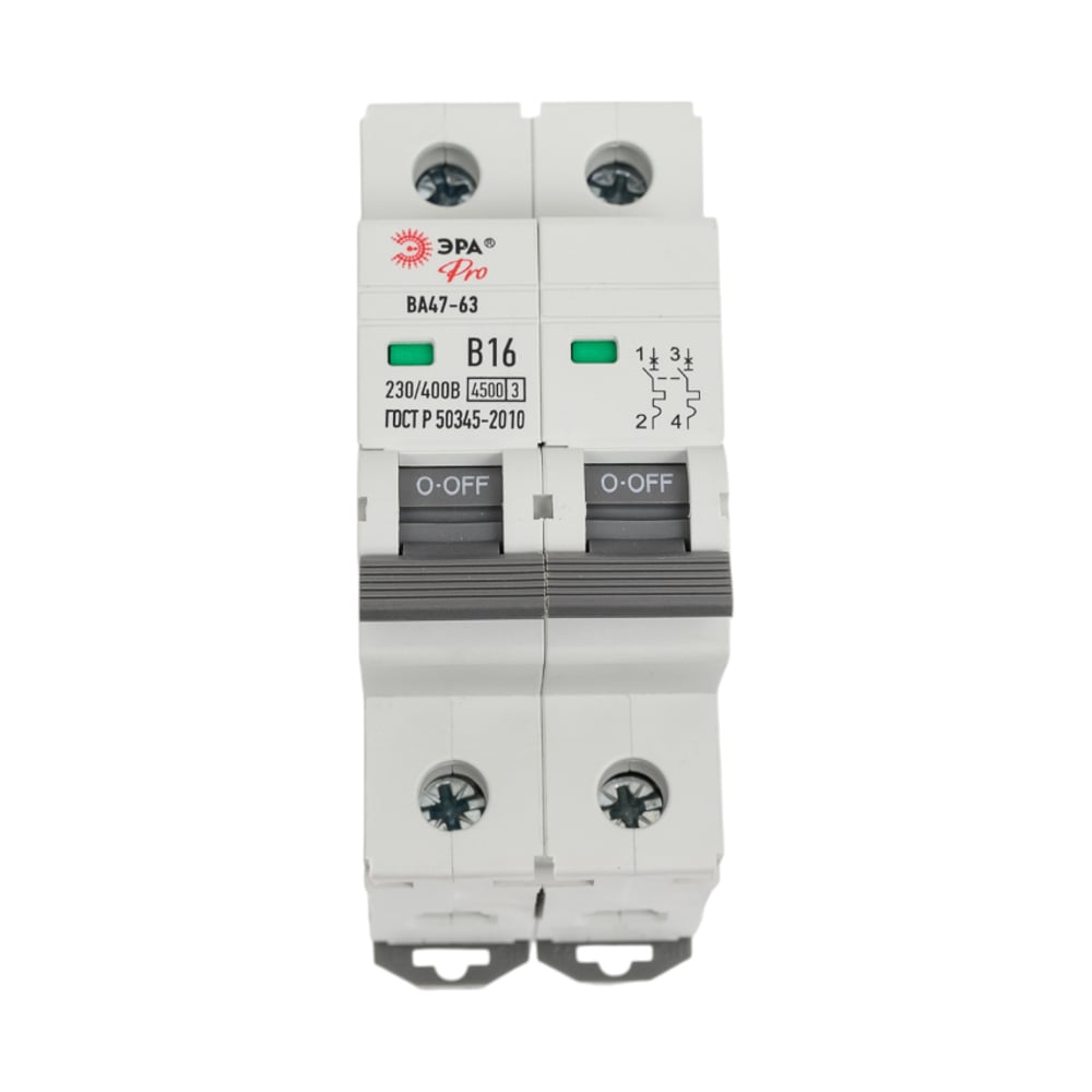 Изображение товара Автоматический выключатель ЭРА PRO VA632P16B для защиты цепей 16А 2P 4,5 кА