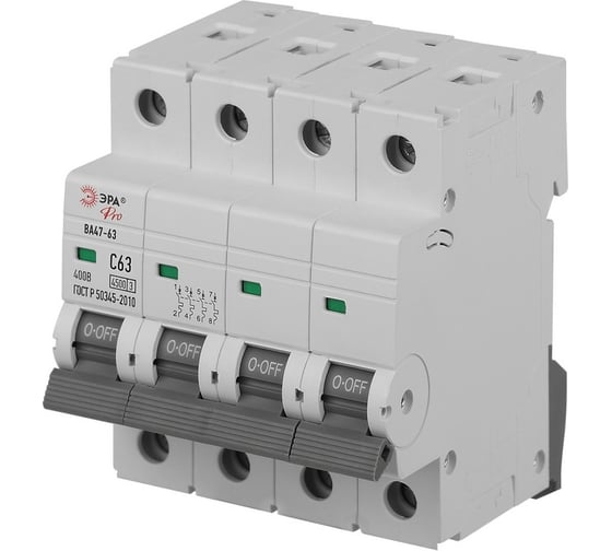 Изображение товара Автоматический выключатель ЭРА PRO VA634P25C4.5 ВА4763 4P 25А кривая C 4,5кА Б0059444