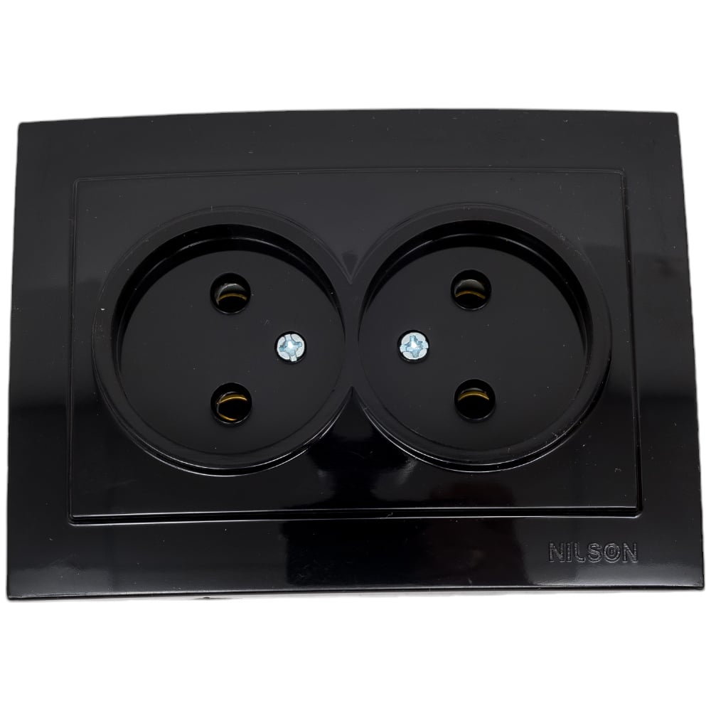 Изображение товара Розетка NILSON 2СП черная Touran 24221024 встроенная механическая с накладкой