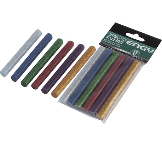 Изображение товара Стержни клеевые цветные с блестками (6 шт; 11х100 мм) для термопистолета Engy 007587