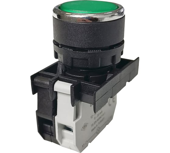 Изображение товара Нажимная круглая кнопка Emas зеленая, 250 В AC, 4 А,12-30 В AC/DC, B190DY