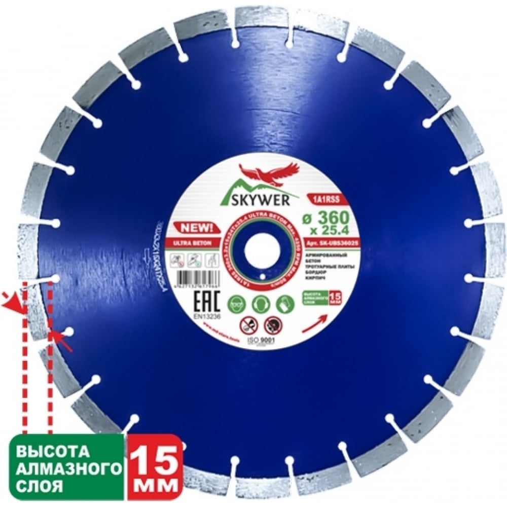 фото Диск алмазный 1a1rss ultra beton (360х3.2х15х25.4 мм) skywer sk-ubs36025