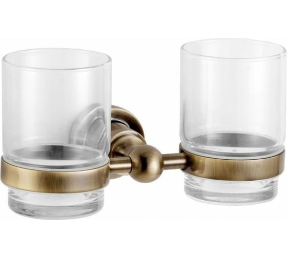 Изображение товара Двойной стакан с держателем Aquanet 3884D стекло, латунь 00189266