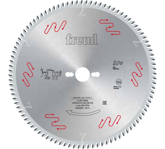 Изображение товара Пильный диск по ламинату 250x3.2x30 мм, 80Z LU3D Freud 0400