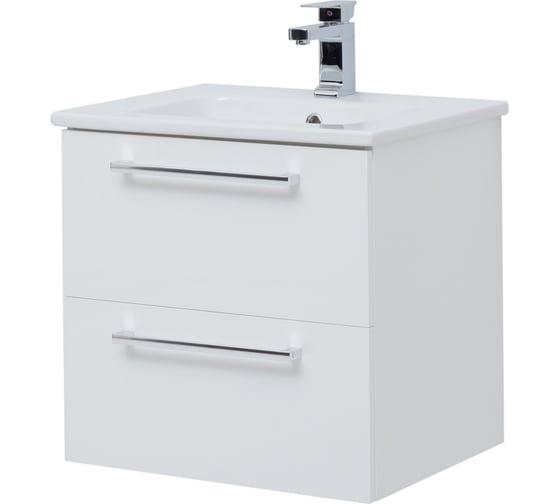 Изображение товара Подвесная тумба с раковиной Dreja GIO 60 см, 2 ящика, белый глянец 77.0101W-640344 77.0101WK