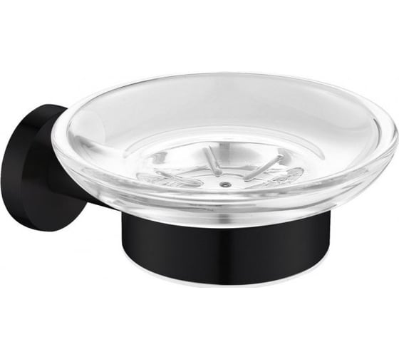 Изображение товара Мыльница с держателем Aquanet 4585MB стекло, круглая, черн.мат 00241913