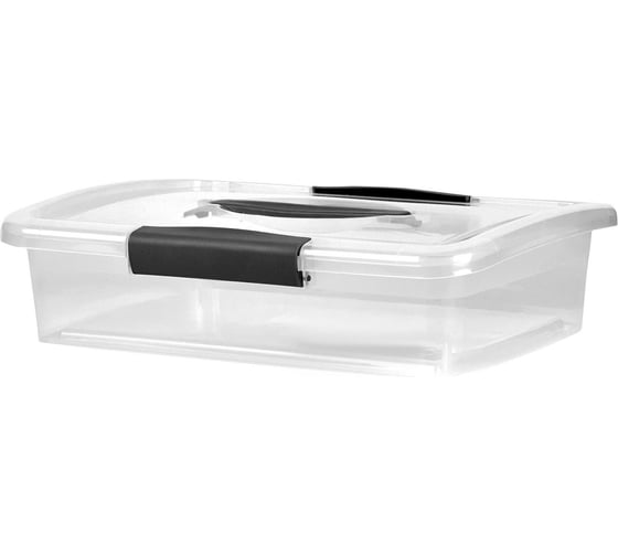 Изображение товара Ящик Blocker п/п 370х274х95 5л. для хранения, с крышкой, на клипсах, с ручкой цв. прозрачный кристалл 36201