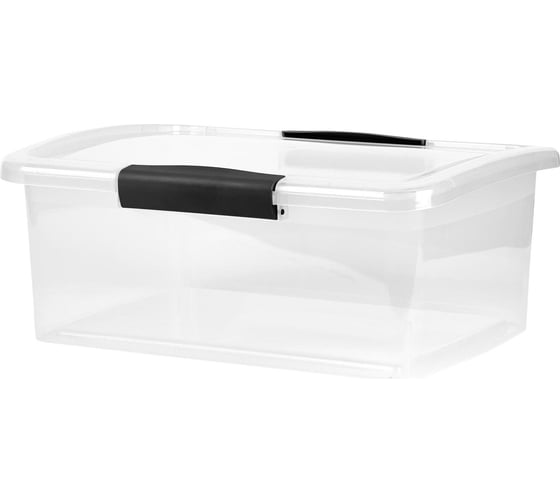 Изображение товара Ящик Blocker п/п 370х274х148 9л. для хранения, с крышкой, на клипсах цв. прозрачный кристалл 36196