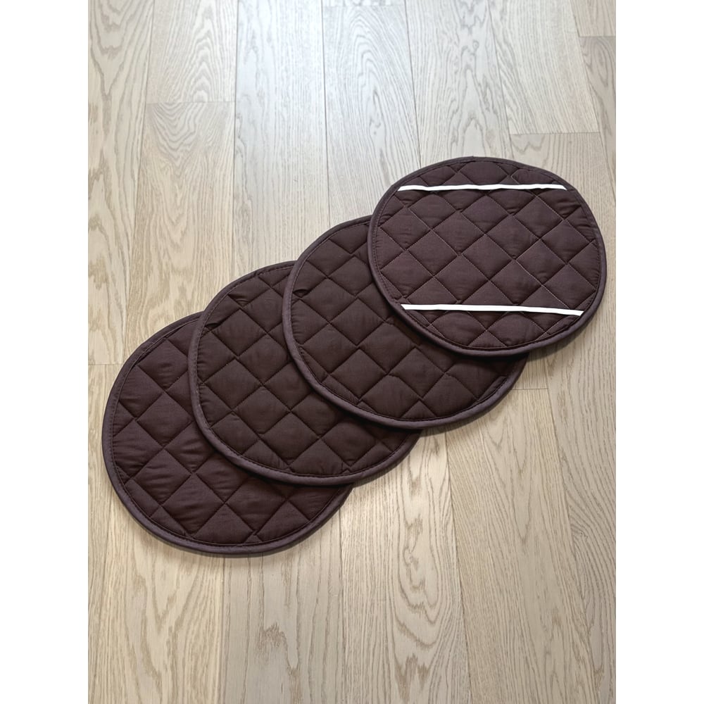 Изображение товара Круглая подушка на стул 33х33 коричневая, 4 шт