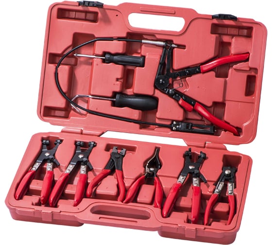 Изображение товара Набор щипцов для демонтажа пружинных хомутов патрубков ROSSVIK 9 предметов ST120