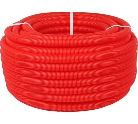 Изображение товара Труба гофрированная Hoobs d 20, 20x25, цвет красный, для труб Dn16, бухта 50 м HB-PEGF-2025RED